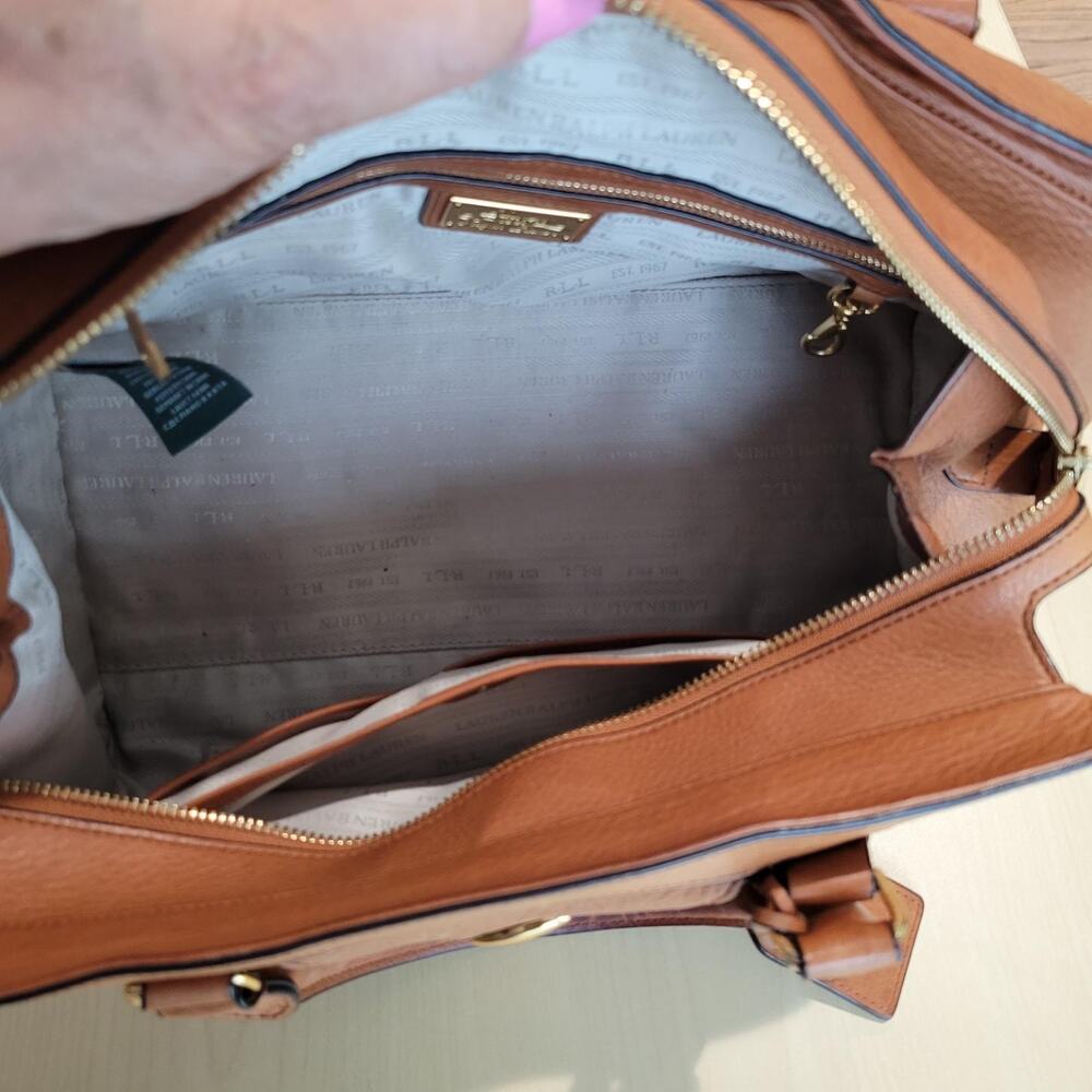 Lauren Ralph Lauren vintage leather satchel bag gold hardware - Picture 6 of 7